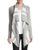 Paris Free Flow Striped Cardigan, Gray/white