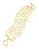Five-row Mother-of-pearl Statement Bracelet, White