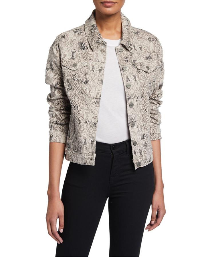 Snakeskin-print Trucker Jacket