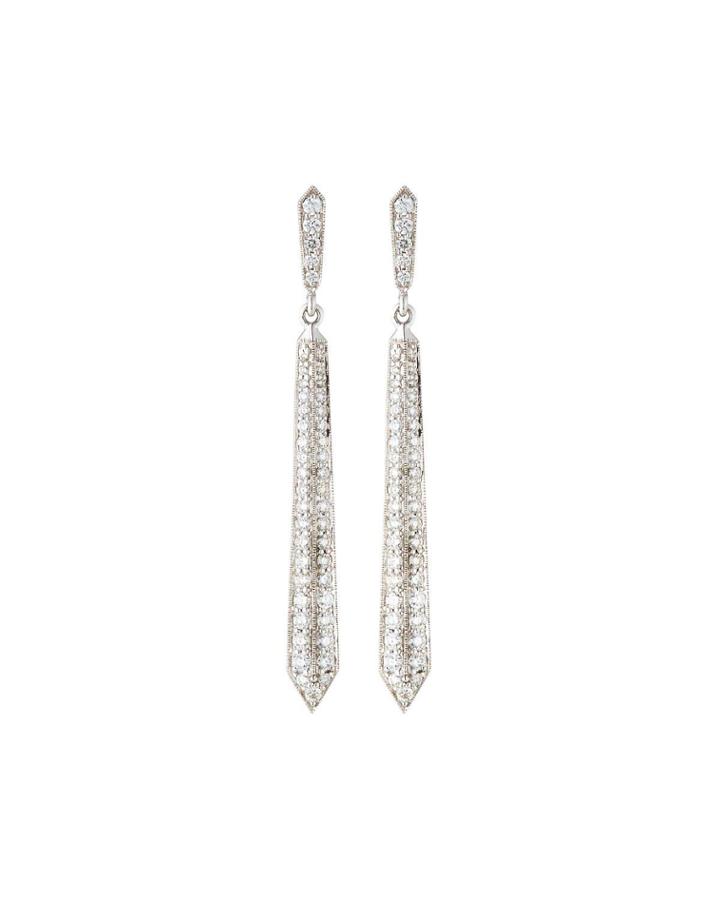 18k White Gold Diamond Thin Deco Earrings