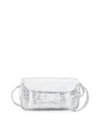 Crocodile Pleated Flap-top Shoulder Bag,