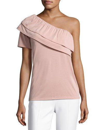 Double-ruffle One-shoulder Top