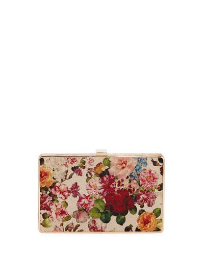 Floral Golden Box Clutch Bag