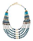 Multi-strand Beaded Collar Necklace, Blue
