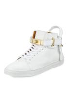 Men's 100mm Golden-padlock Sneakers, White