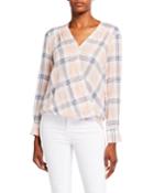 Plaid Crossover Long-sleeve Top