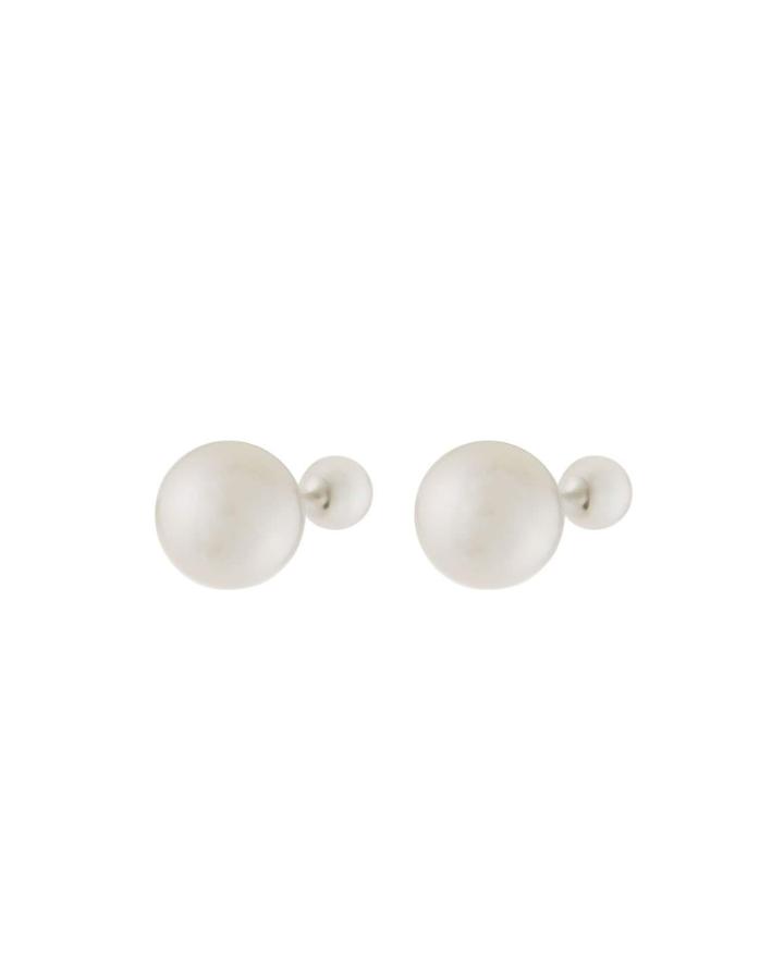 18k Double Pearl-back Earrings