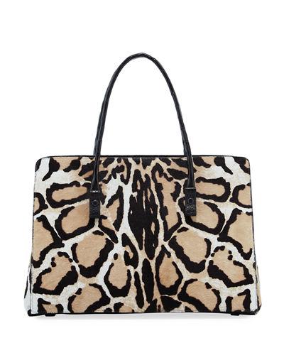 Printed Calf Hair Crocodile Tote Bag