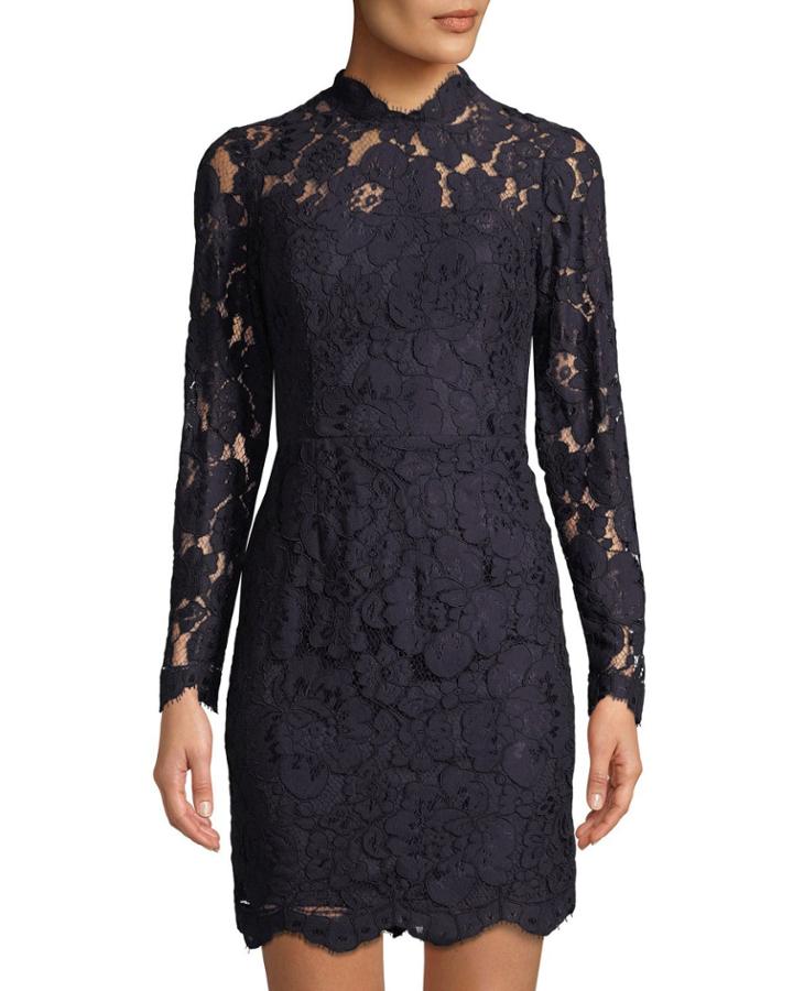 Lace Mock-neck Cocktail Dress