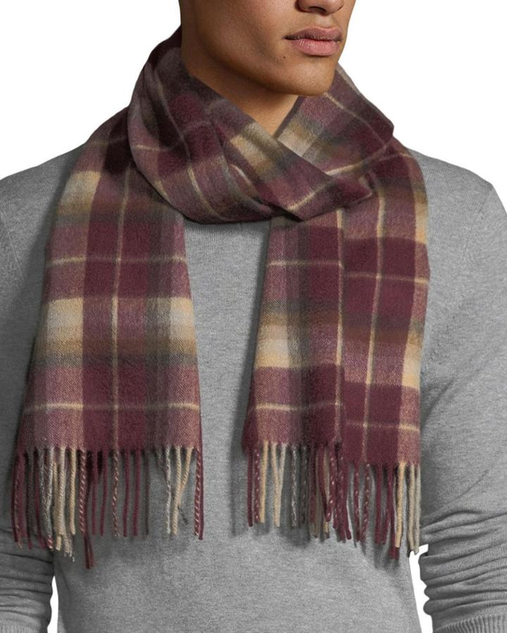 Men's Cashmere Plaid Fringe
