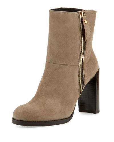 Zipitty Suede Chunky-heel Bootie