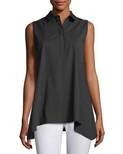 Hollyn Sleeveless Sporty Spots Stretch-cotton Blouse