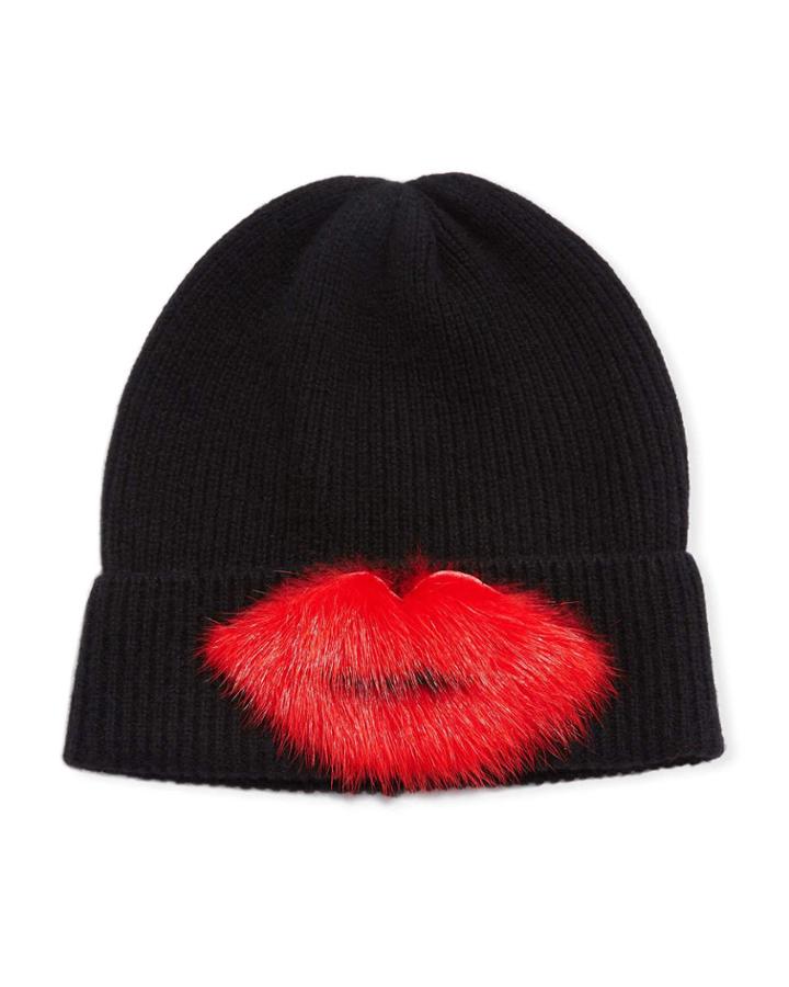 Fur Lips Cashmere Beanie
