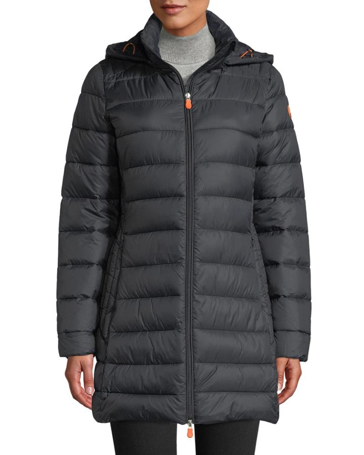 Basic Puffer Coat With Removable Hood