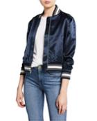 Varsity Stripe Satin Bomber Jacket