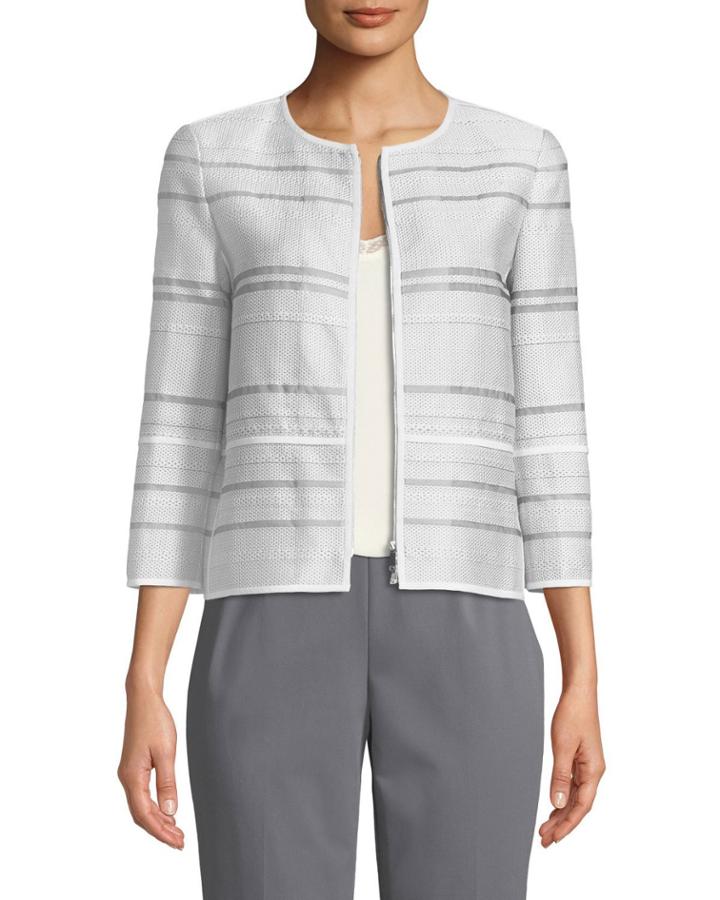 Tilda Translucent Striped Cropped Jacket