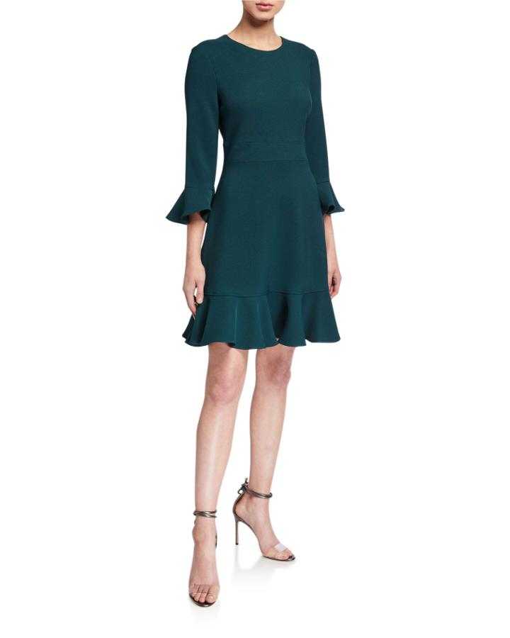 Bell-sleeve Fit And Flare Dress