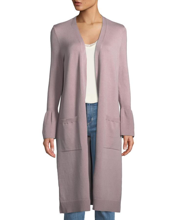 Open-front Bell-cuff Duster Cardigan