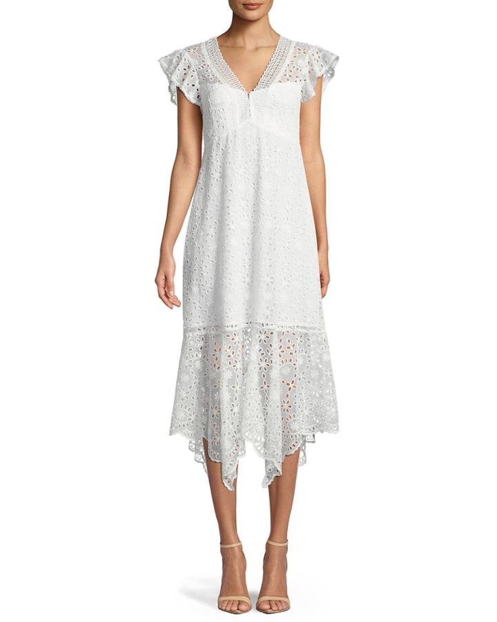 Limelight Scalloped V-neck Eyelet Dress