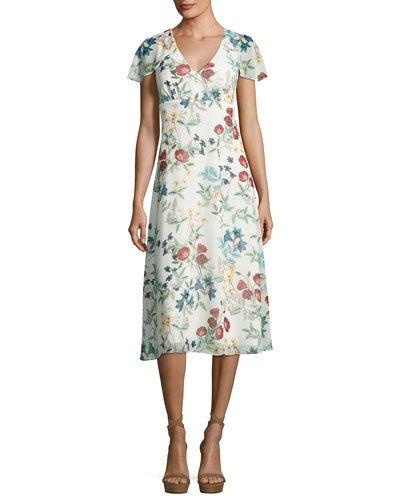 Floral-print Ruffle-sleeve
