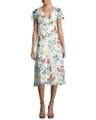 Floral-print Ruffle-sleeve