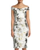 Off-the-shoulder Foiled Floral