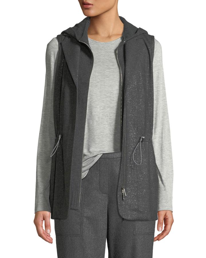 Sam Zip-front Stardust Wool Suiting Combo Vest W/ Nylon Back