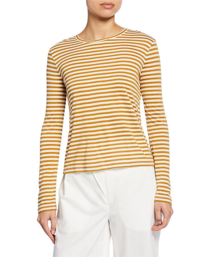 Midi Stripe Long-sleeve Crewneck Tee