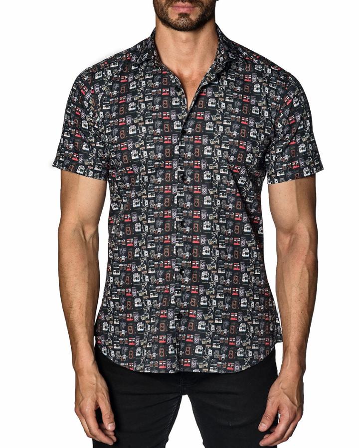 Men's Semi-fitted Camera-print Short-sleeve