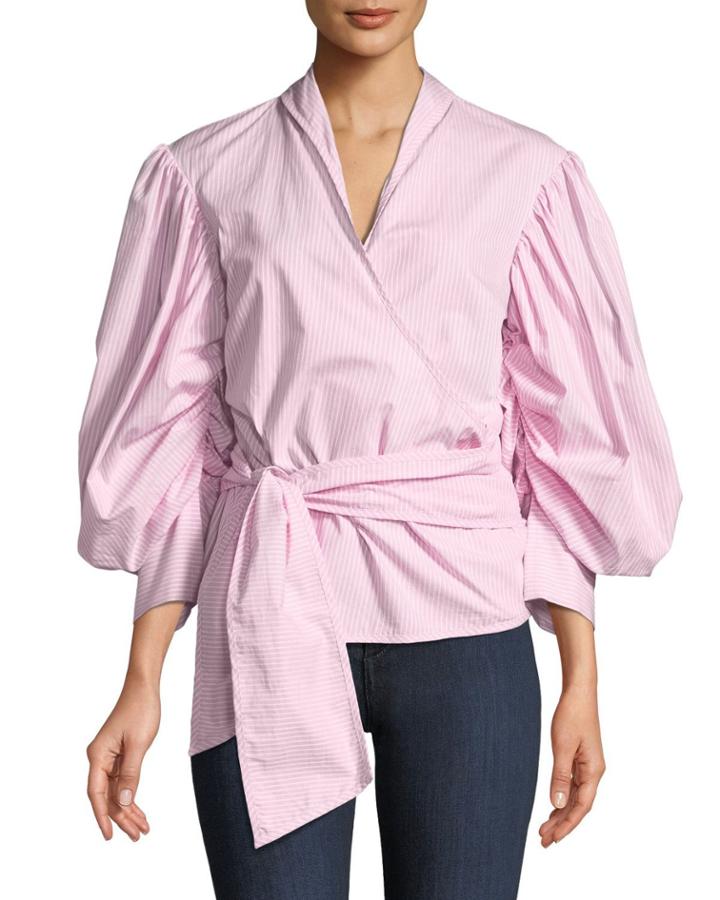 A Breath Of Fresh Air Puff-sleeve Wrap Top