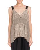 V-neck Sleeveless Mixed-print