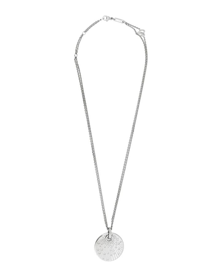 18k Estate Diamond Disc Pendant Necklace