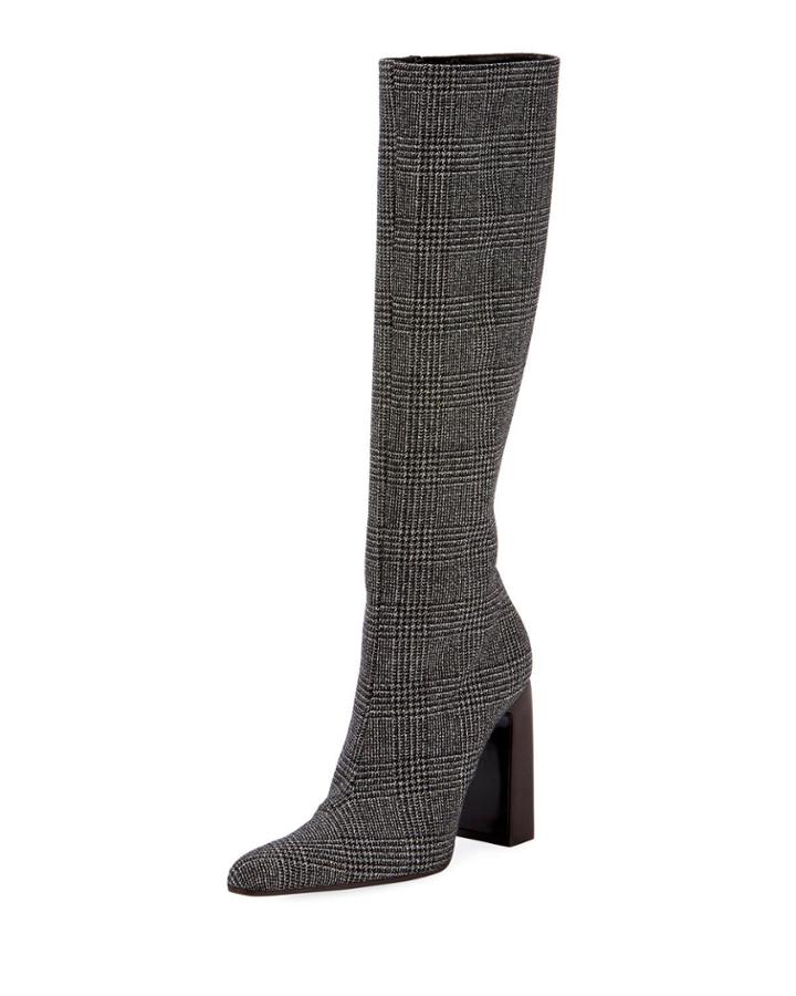 Prince De Galles Houndstooth Knee Boot