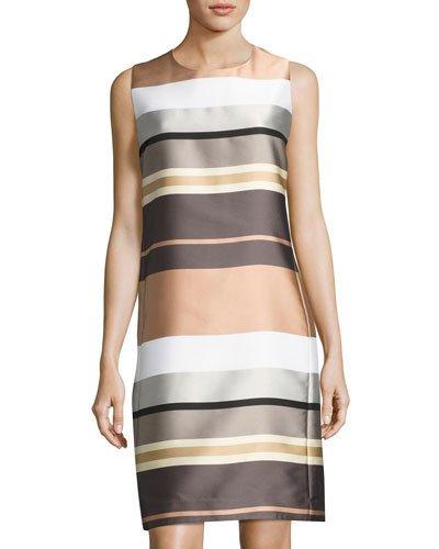 Twiggy Sleeveless Striped Shift Dress, Rock/multi