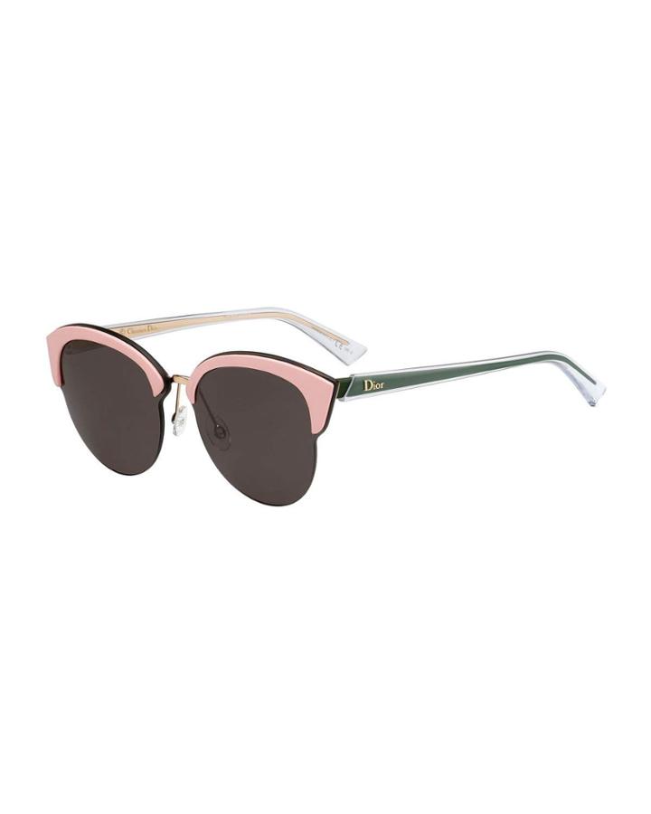 Run Capped Cat-eye Sunglasses, Black/pink