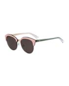 Run Capped Cat-eye Sunglasses, Black/pink