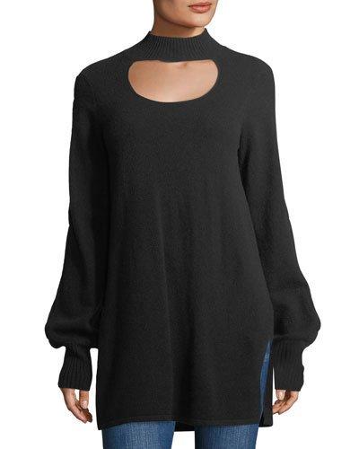 Cashmere High-neck Cutout Tunic