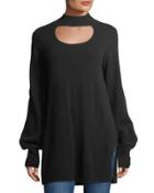 Cashmere High-neck Cutout Tunic