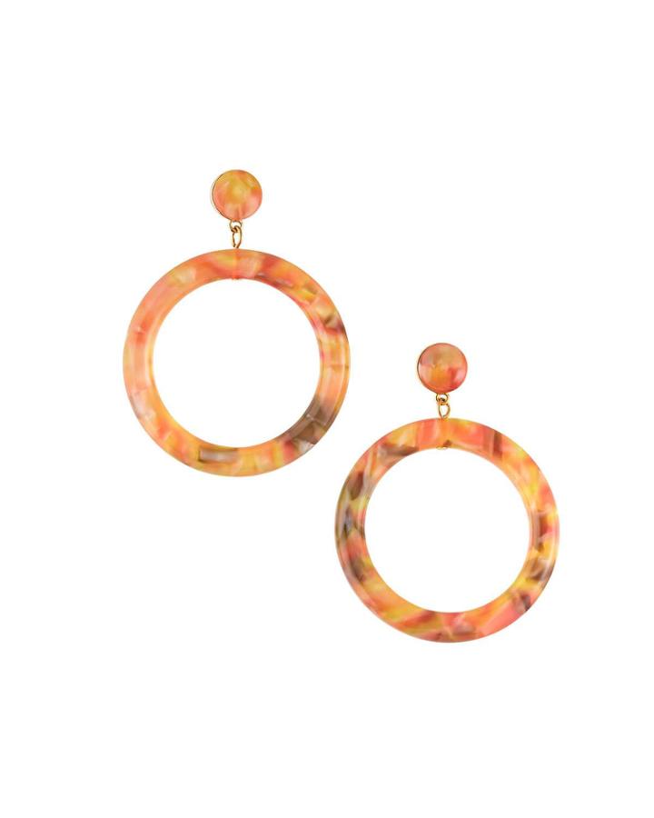 Marquis Front-hoop Earrings, Brown