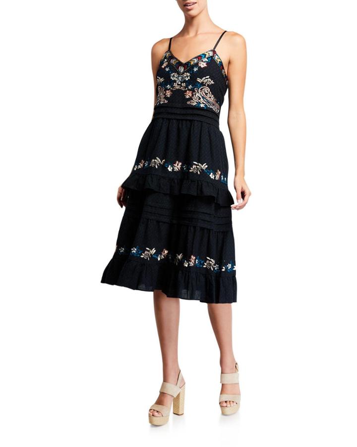 Addison Paisley Embroidered Dress