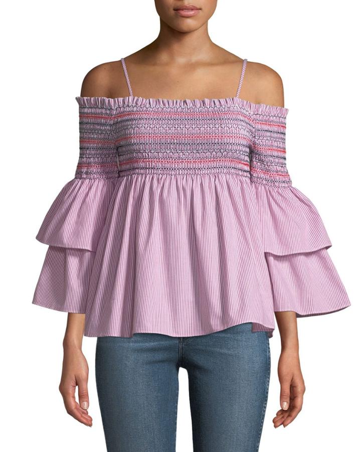 Smocked Cold-shoulder Tunic