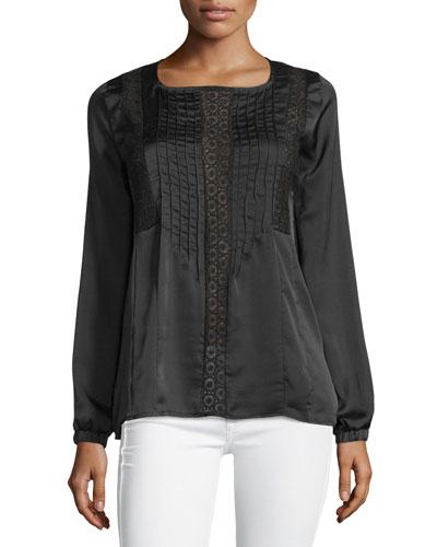 Long-sleeve Eyelet Tunic, Black