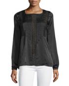 Long-sleeve Eyelet Tunic, Black