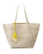 Perforated Shoulder Tote Bag With Tassel