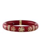 18k Yellow Gold Thin Diamond Wheel Bangle, Red