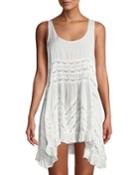 Lace-striped Voile Trapeze Dress