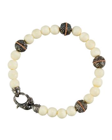 Men's London Calling Rayskin Bone Bead Bracelet