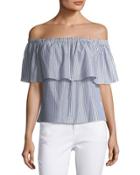 Courtney Striped Off-the-shoulder Top
