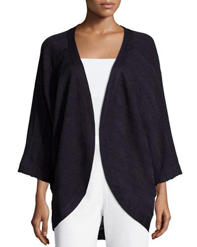 Ginny Textured 3/4-sleeve Cardigan, Navy