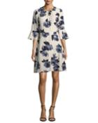 Night Rose Crepe Day Dress